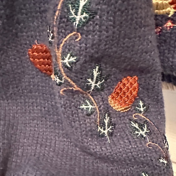 Embroidered Navy Cardigan Sweater - Picture 4 of 4